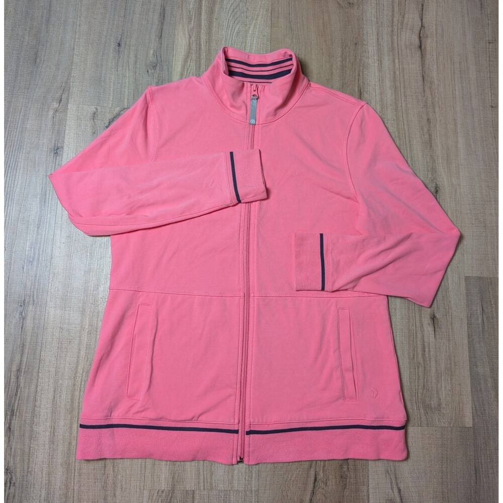 T By Talbots Size M Everyday Jacket Pink Pockets Stretch Full Zip Activewear - Picture 6 of 9